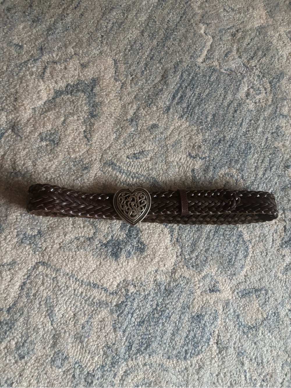 Vintage Brighton Brown Leather Braided Western Belt with Heart Buckle
